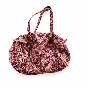 Vera Bradley Quilted Small Duffel Bag Burgundy Paisley Travel Gym Overnight Bag